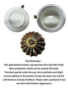 3.2oz/90ml Tea Cup Set, Coffee Cup, Espresso Cup Set, Suitable For Afternoon Tea - White gold - View 6