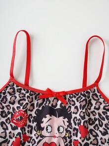 Betty Boop x SHEIN Collaboration Women's Lingerie Set - Red - View 3