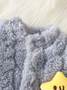 Neugeborenes Baby Unisex Blau Doppelseitig Zopfstrick Plüsch Langarm Langer Jumpsuit Mütze Handschuhe Set, Bequem Niedlich Weich Stern Dekor Hauskleidung, Geeignet für Outdoor - Blau - Übersicht 6