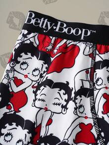 Betty Boop x SHEIN 女士字母卡通印花休闲日常三角裤 - 紅白色 - 查看 5