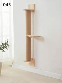1/3PCS WallMounted CompactSize NaturalWood Durable Sturdy ScratchResistant EasyDIY HempRope Wrapped YellowRope NaturalColor CatScratchingPost WallStand For LivingRoom Bedroom Office CatLover PetOwner HomeDecor Housewarming - Apricot - View 6