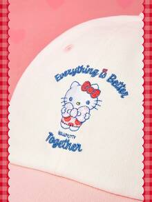 HELLO KITTY AND FRIENDS | SHEIN Women's Cartoon Embroidered Baseball Cap - White - View 4