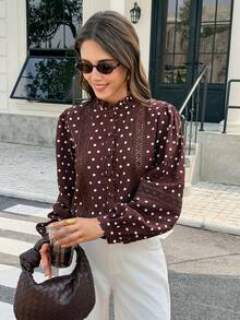 Serisse Áo blouse nữ phong cách thường ngày đi làm họa tiết chấm bi - Nhiều màu - Xem 6