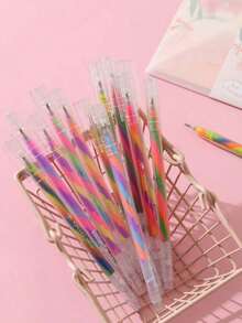 Colorful Paint Spiral Ballpoint Pens Random Color Styles, Gradient Color Hand Account Books, Dreamy Graffiti Rainbow Pens, Multi-Color In One Stroke, High-Beauty Creative Student Stationery Ballpoint Pens - Multicolor - View 2