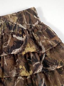 Rina Fox Leopard Print Puff Ruffle Cake Skirt Spring Summer Style Skirt - Multicolor - View 4