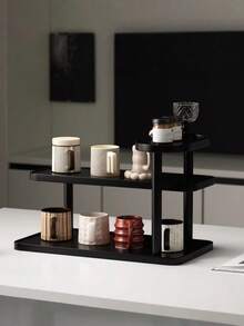 Estante de almacenamiento de escritorio negro, organizador de portavasos, estante de escritorio para tazas de agua, tazas de café, juegos de té - Negro - Ver 6