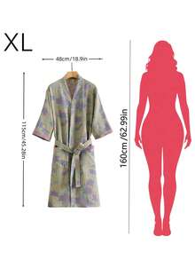 SHEIN 1件 复古图案浴袍 粉色/紫色/蓝色/绿色 纯棉纱布浴袍 纯棉纱布浴袍 夏季浴袍 吸水速干 女士浴袍 可穿戴浴巾 春夏睡衣 双层纱布 粉色/紫色/蓝色/绿色 浴室用品 家居用品 - 彩色 - 查看 3