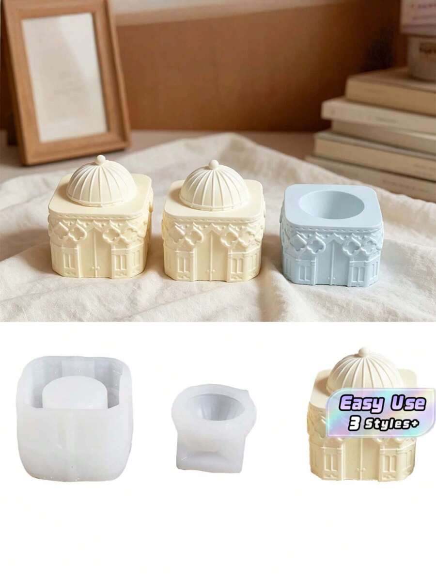 European-Style Relief Dome Castle Storage Box Silicone Mold Diy Gypsum Cartoon House Candlestick Epoxy Mold. - Castle - View 1