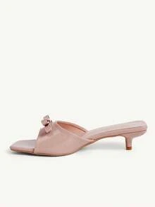 CUCCOO CHICEST 裸色漆皮蝴蝶結細高跟方頭涼鞋 - 裸色 - 查看 5