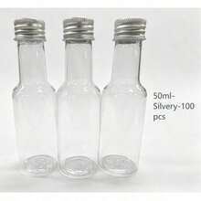 50 piezas Botella de vino pequeña - 25 ml/50 ml/100 ml/150 ml Botella de plástico, Botella de helado de plástico, Botella pequeña para celebraciones y fiestas, Botella de mini jugo para bodas y fiestas, Accesorios portátiles para el Día Nacional - Dorado - Ver 16