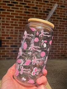 Butterfly & Seashell Decor Glass Straw Cup, Bottle Shaped Straw Cup, Matcha Straw Cup - Best Gift For Friends! - Multicolor - View 8