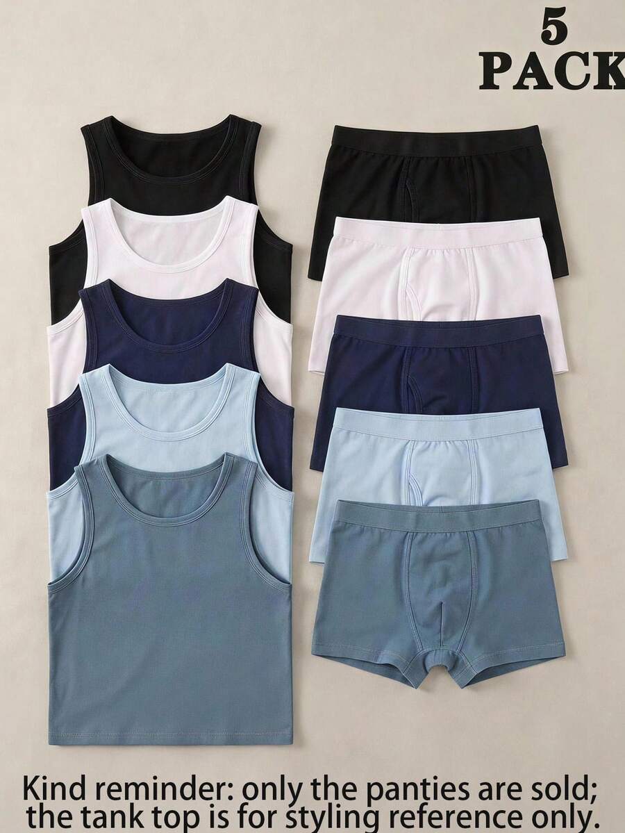 SHEIN 5 piezas/Paquete Calzoncillos tipo bóxer para niños pequeños con estampado básico de universidad en serie multicolor rojo & azul - Multicolor - Ver 1