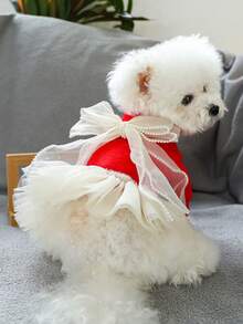 PETSIN 1pc Pet Princess Style Dress, Cat And Dog Clothing, Bow Decoration For Small Dog Clothing - Multicolor - View 9