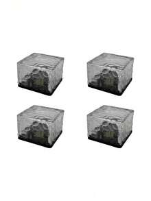 4/6 piezas Luces de ladrillo de hielo solar cuadradas, luces solares automáticas, luces nocturnas, decoración de paisaje, luces de camping, decoración de escaleras, luces de cubo de hielo, sensor automático, luz cálida, flores de cristal de hielo falso, adecuado para patio, césped, camino, escaleras, balcón, jardín, sendero del parque y talla grande escenarios - Lámpara pequeña de ladrillos de hielo - Ver 14