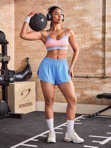 Powerista Ensemble de sport pour femmes avec top licou imprimé dégradé & short - Bleu azur - Voir 6