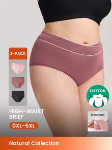LUVLETTE Plus 3件組棉質高腰內褲女款內衣套裝－馬卡龍色 - 彩色 - 查看 1