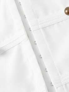 SHEIN MOD 女款純色泡泡長袖鈕扣設計休閒襯衫 - 白色 - 查看 6