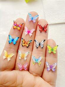 50 PCS Mini Resin 3D Multicolor Butterfly Shiny Glossy Lightweight Adhesive Charms Embellishments For Nail Art Jewelry Wedding Party Scrapbooking Card Making DIY Crafts Projects Home Decor Supplies - Multicolor - View 6