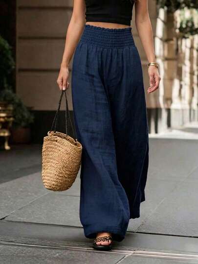 Breezaya Plus Size Women's Linen Waistband Elastic Abstract Print Fashion Casual Comfortable Loose Versatile Pants Fall