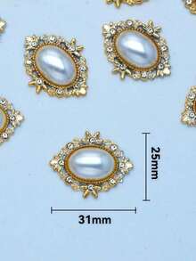 50/30Pcs Oval Crystal Stones And Faux Pearl Decorations, DIY Jewelry Making Supplies For Home And Apparel - multicolor - View 3