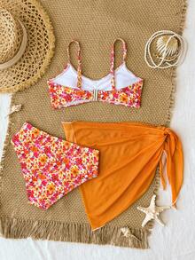 SHEIN Tween Girls Vacation Style Casual Bikini Set - Multicolor - View 7