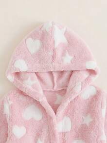 Cozy Pixies 新生兒男嬰女嬰卡通熊圖案保暖內裡加厚連帽長袖前綁帶睡袍 - 彩色 - 查看 7