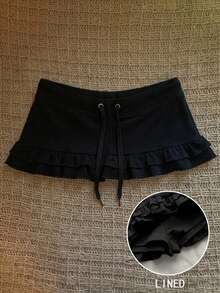 Attitoon Women's Casual Ultra Low Waist Bodycon Skirt, Y2K, Summer - Black - View 1