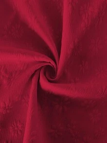 Elenzga Damen-Sommerkleid in Große Größen, A-Linie, quadratischer Ausschnitt, Jacquard, geraffte Taille, ärmellos, mit Schleife, elegant, vintage, romantisch, für Hochzeitsgast, Party und Urlaub, Burgunderrot - Bordeaux - Übersicht 8
