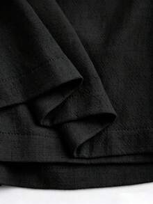SHEIN Franclia Summer New Linen Casual Versatile Culottes - Black - View 5