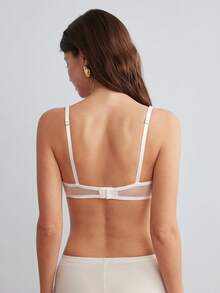 Elorette Pink Underwire 1/2 Cup Embroidered Cute Coquette Babydoll Comfy Balconette Push Up Romantic Elegant Women's Bra - Hot Pink - View 2