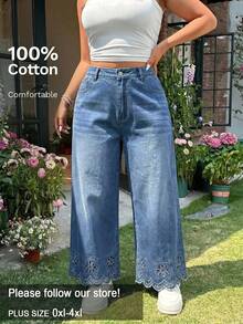 GalTyme Plus Size Women's Casual Versatile Daily Wear Denim Jeans With Pockets And Buttons Back To School Beach Vacation Country Jeans - Medium Wash - View 7