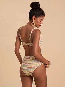 Travachic Women's Summer Beach Colorblock Spaghetti Strap Bikini & Triangle Bottom Two-Piece Swimsuit Set - Multicolor - View 2