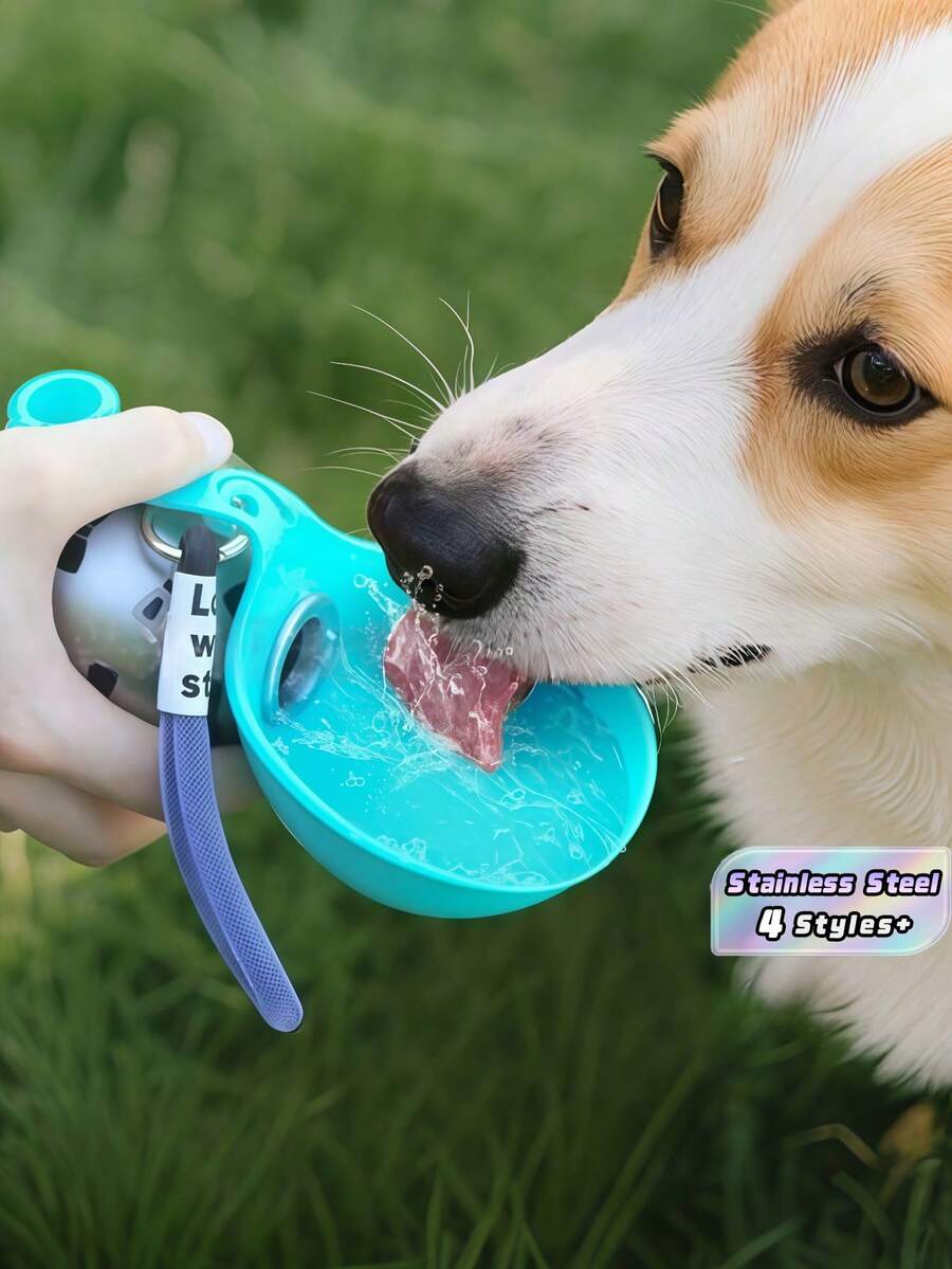 1PC Portable Mini Pet Water Bottle Spherical Foldable Anti-Backflow Design For Outdoor Travel Hiking Dog Walking Camping Car Mount Leak-Proof Pet Water Feeder - Multicolor - View 1