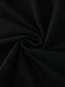 EMERY ROSE Women's Spring/Summer New Metal Buckle Decoration Trim Asymmetric Shoulder Chiffon Patchwork Top - Black - View 4