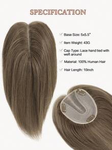 ZERO-NET Hair Toppers For Women Real Human Hair 10Inch Human Hair Topper Middle Part Clip In Topper Hair Pieces For Women - S8 - View 3