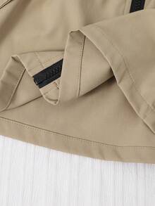 SHEIN 女童冬季外套，卡其色連帽時尚夾克，適合日常休閒穿著 - 駝色 - 查看 6