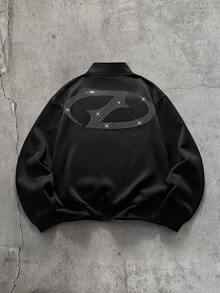 AXEPEAK 男士水鑽長袖拉鍊休閒運動衫 - 黑色 - 查看 5