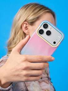ShellaStory Funda de teléfono con patrón de estrella degradada y color contrastante brillante, compatible con iPhone 17 Pro Max, 17 Pro, 17, 16 Pro Max, 16 Pro, 16, 15 Pro Max, 15 Pro, 15, 14 Pro Max, 14 Pro, 14, 13, 12 Pro Max, 13, 12 Pro, 11, protección simple para la parte trasera - Azul rosa - Ver 2