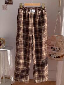 Comfortcana Women's Plaid Casual Versatile Everyday Travel Pants - Coffee Brown - View 6