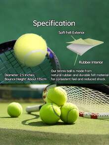 High Elastic Training Tennis Balls, Durable Practice Sports Balls With Superior Bounce For Beginner Athletes, Outdoor Court Exercise Equipment, Also Perfect As Tough Chew Toy For Active Dogs, Ideal Gift For Sports Lovers - Green - View 6
