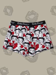 Betty Boop x SHEIN 女士字母卡通印花休闲日常三角裤 - 紅白色 - 查看 2