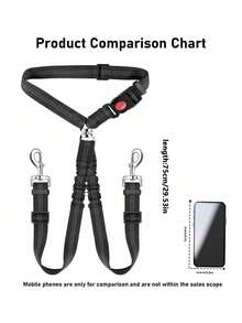 1Pc Adjustable Dual Dog Car Seat Belt, Elastic Retractable Pet Vehicle Safety Leash, Shock Absorbing Travel Restraint For Two Dogs Driving Trip - Multicolor - View 4