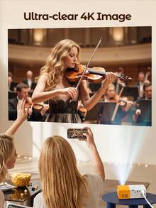 Teckwe Mini Portable 1080P LED Projector For Home Party Meeting Theater, Projector Home Cinema Review - Orange - View 3
