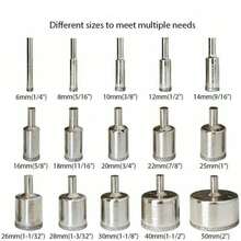 5/10/15Pcs Diamond Coated Drill Bits Set High Speed Steel Hole Saw Cutter Kit Durable Power Tool For Glass Ceramic Porcelain Marble Tile Drilling Hole Cutter Set 3mm To 50mm Precision Cutting Smooth Edges Wear ResistantFor DIY Home Improvement Repair - multicolor - View 2