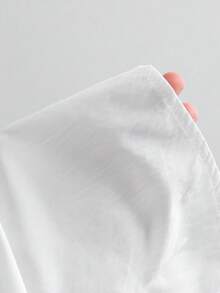 Sweetra 女款新款時尚百搭純色水手領方領對比黑邊寬領鈕扣開襟長袖圓弧下擺襯衫 - 白色 - 查看 5