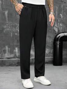 SLATEMANN Men's Solid Color Casual Versatile Daily Travel Long Pants With Pockets - Black - View 3