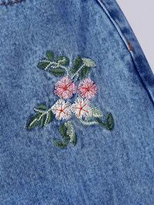 Sweetra 刺繡休閒女款牛仔褲 - 中等水洗藍 - 查看 4