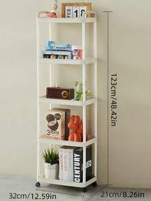 1pc 3/4/5 Tier Modern Rolling Storage Trolley, Multifunctional Mobile Utility Cart, White & Black Storage Shelf For Kitchen Bathroom Bedroom, Halloween Christmas Gift - Multicolor - View 7