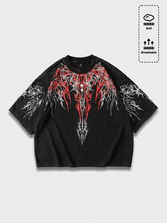 Street Life Men's Streetwear Skull Print Short Sleeve Casual T-Shirt