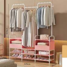 1pc Assembled Wardrobe Cabinet, Reinforced Iron Frame Clothes Rack For Home Bedroom, Clothing & Miscellaneous Storage, Modern Design, Durable - Multicolor - View 22